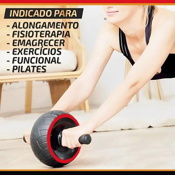 Imagem de Kit Roda Abdominal Larga Gold Sports Strong II com Tapete de Apoio e uma Mesh Bag para Transporte