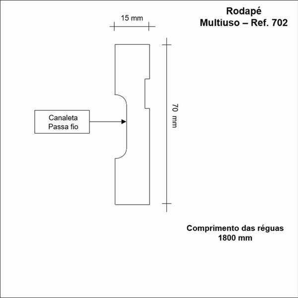 Imagem de Kit Rodapé de MDF 7cm x 15mm x 1,80m 10 Barras com Friso Moldufama 702