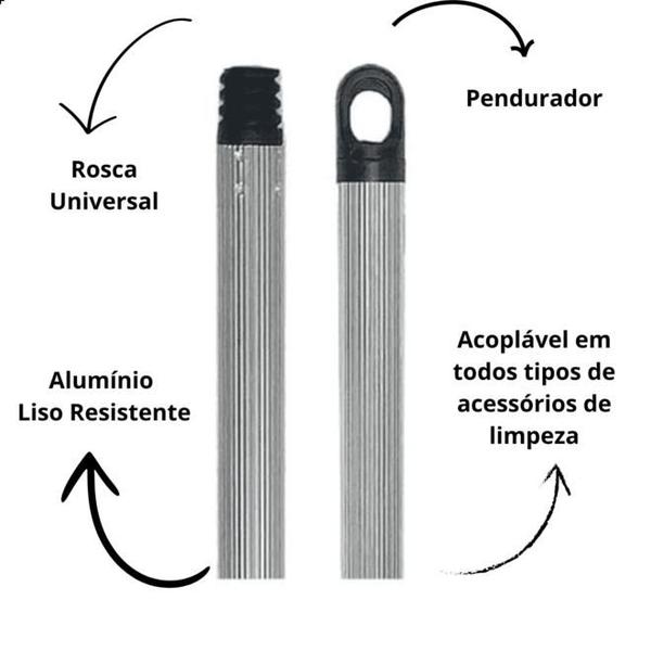 Imagem de Kit RODO Borracha Duplo EVA 40cm Reforçado COM CABO RETRÁTIL 1.3m Alumínio Estriado Compacto Com Rosca Fácil de Guardar