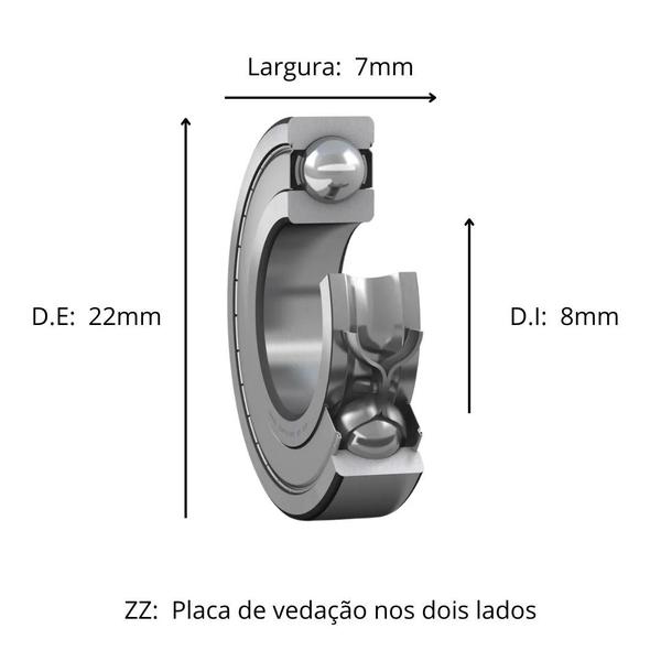 Imagem de Kit Rolamentos para Skate/Patins SKF 608-2z Blindado Abec 3