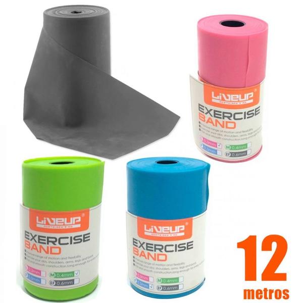 Imagem de Kit Rolo de Faixa Elastica 12m Tensao Extra Forte + Forte + Media + Leve Liveup  Liveup Sports 