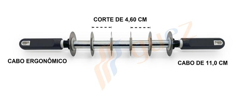 Imagem de Kit rolo de massas 28cm com cortador tiras 4,60 cm e carretilha para fechar massas salgados