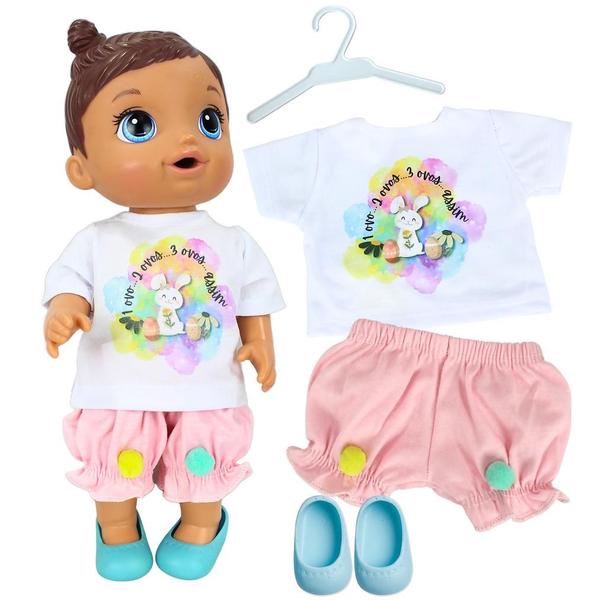 Imagem de Kit roupa boneca para baby alive - conjunto páscoa - 4 pçs