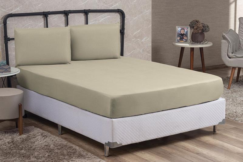 Imagem de Kit Roupa Cama Casal 100% Algodão 3 Peças Percal 200 Fios Hotel Pousada