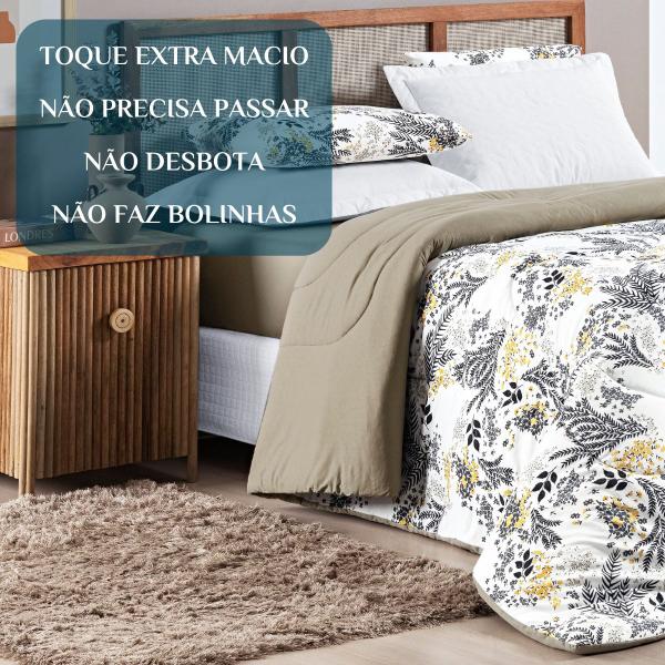 Imagem de Kit Roupa Cama Edredom King Size Kristen 100% Algodao Dupla Face Estampado QUALITY