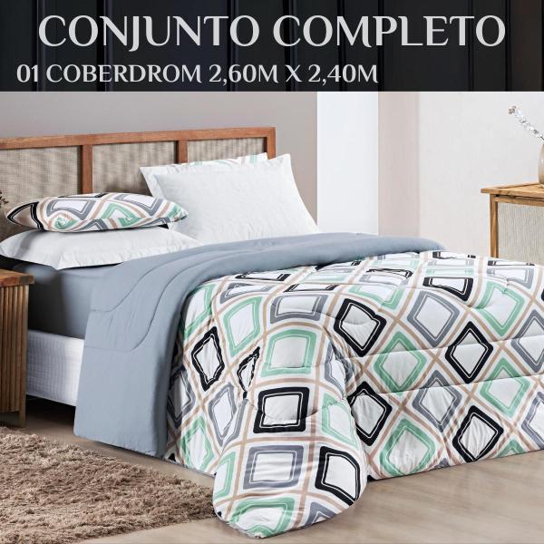 Imagem de Kit Roupa Cama Edredom King Size Kristen 100% Algodao Dupla Face Estampado QUALITY