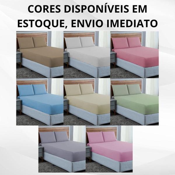 Imagem de Kit Roupa Cama King 100% Algodão 3 Peças Percal 300 Fios Hotel Pousada