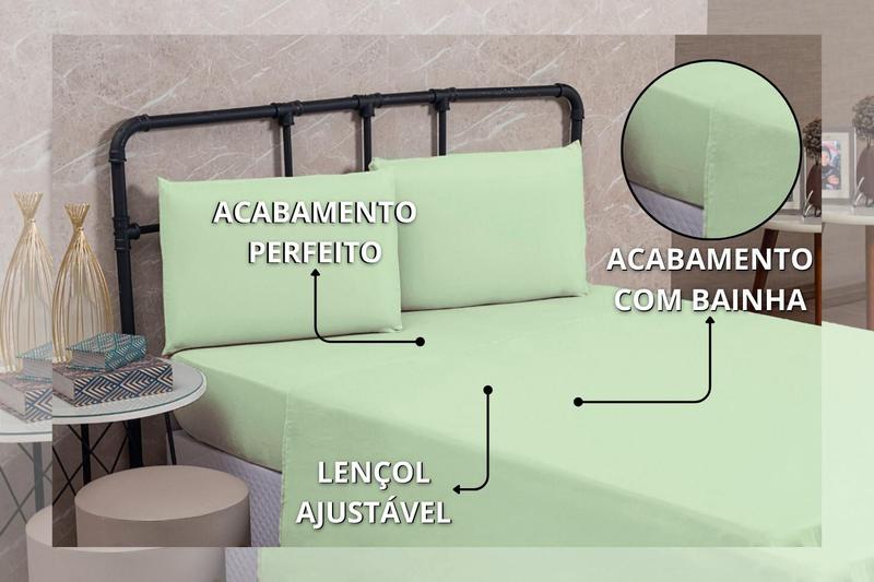 Imagem de Kit Roupa Cama Queen 100% Algodão 4 Peças Percal 200 Fios Hotel Pousada