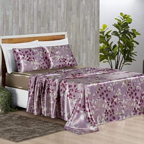 Imagem de Kit Roupa Cama Queen Size Kaylee 04 Peças Estampado