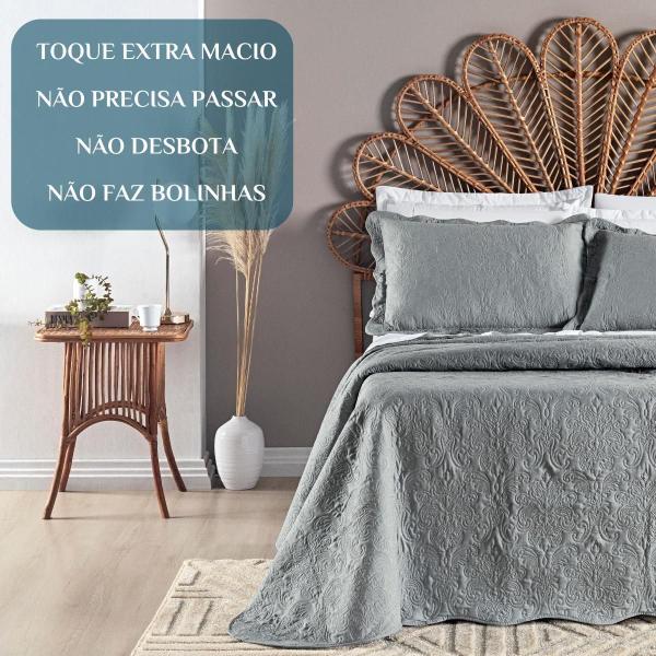 Imagem de Kit Roupa Cama Solteiro Daisy Bordado 200 Fios Super Macio