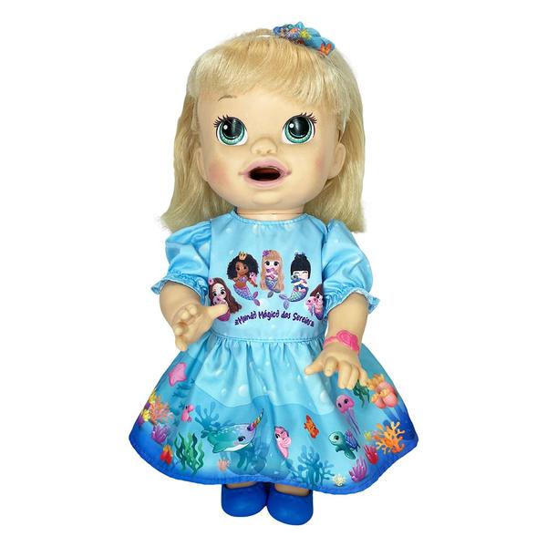 Imagem de Kit Roupa de Boneca Baby Alive Comilona Mundo Mágico das Sereia Laço de Fita