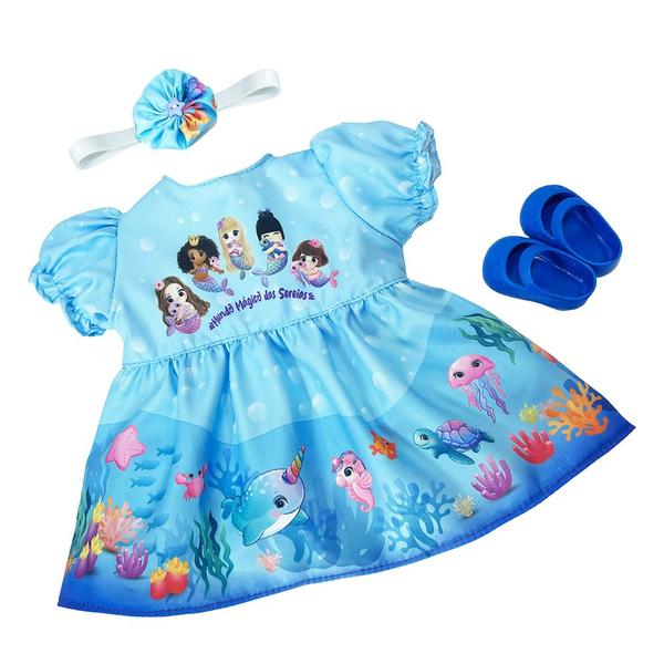 Imagem de Kit Roupa de Boneca Masha Vestido Mundo Mágico das Sereias