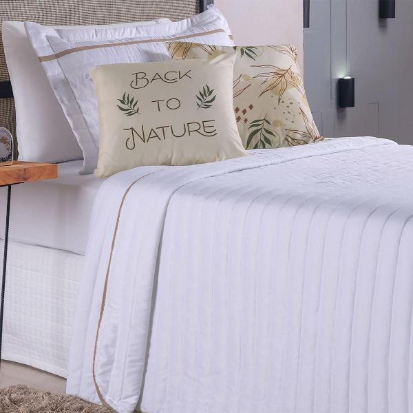 Imagem de Kit Roupa De Cama 4 Peças Solteiro Inove Nature Branco/Cáqui