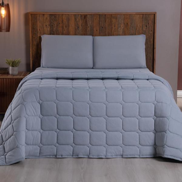 Imagem de Kit Roupa de Cama Cobre leito Queen 3 Peças Matelado Dupla Face Malha 100% Algodão