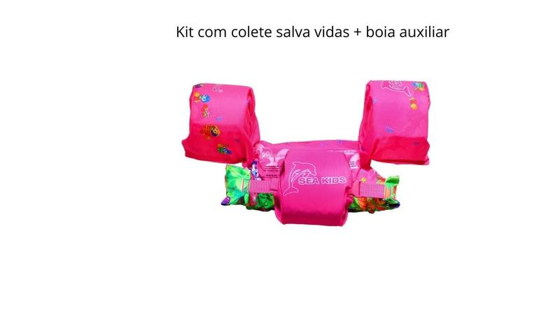 Imagem de Kit Roupão Capuz Boia Auxiliar e Colete Salva Vidas com Auxiliar