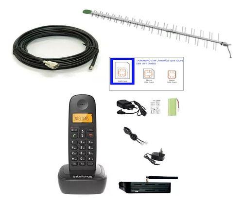 Imagem de Kit Rural Telefone Sem Fio Para Chip 3g Antena E Cabo De 10m