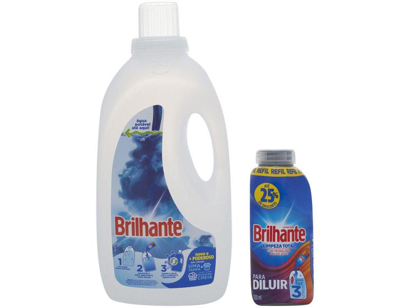 Imagem de Kit Sabão Líquido Concentrado com Garrafa - Brilhante Limpeza Total 500ml