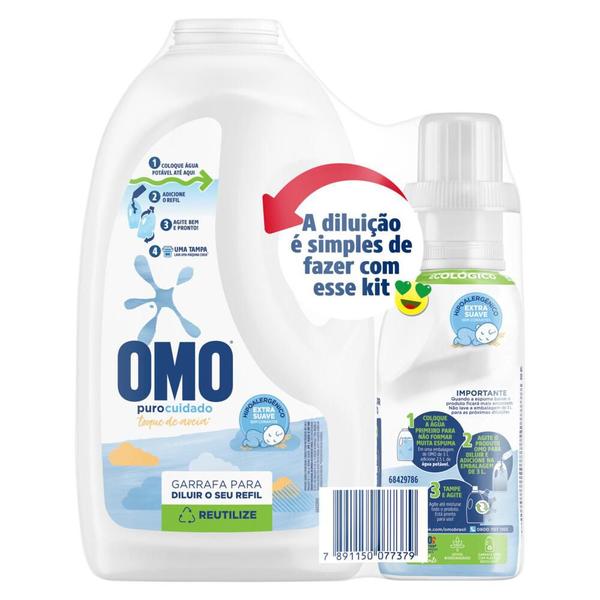 Imagem de Kit Sabão Líquido Omo Puro Cuidado p/ Diluir 500ml + Amaciante Concentrado Comfort Puro Cuidado 1.5L