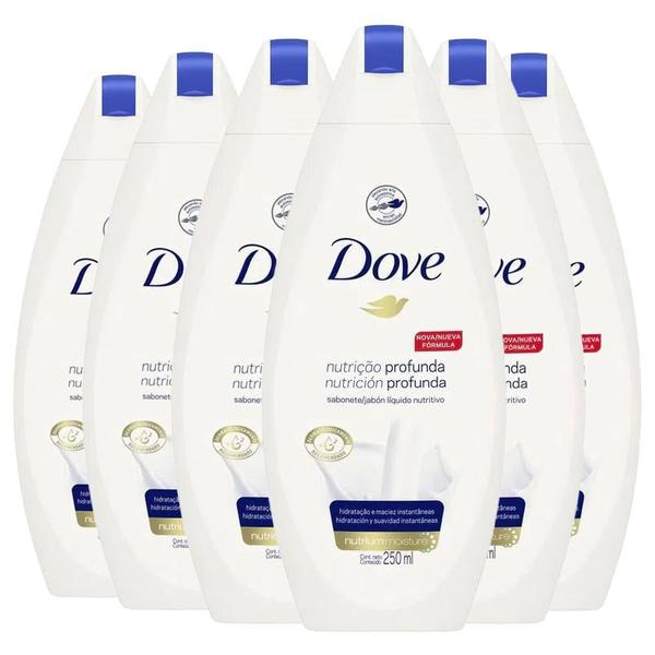 Imagem de Kit Sabonete Líquido Dove Nutrição Profunda 250ml 6 Unidades