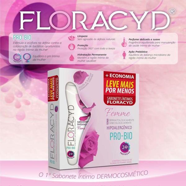 Imagem de Kit Sabonete Líquido Intimo Floracyd Femme 2 Unidades com 200ml cada - NATU BELLY IND E COM