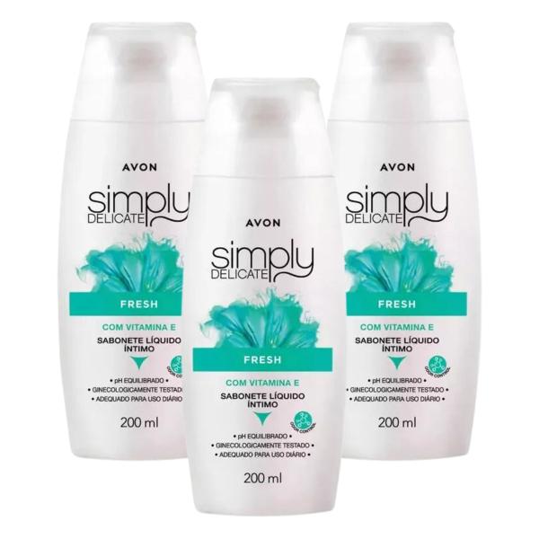 Imagem de Kit Sabonete Líquido Intimo Fresh Simply Delicate 200ml (3 unidades) - Avon