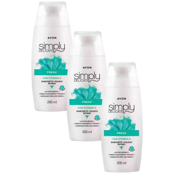 Imagem de Kit Sabonete Líquido Intimo Fresh Simply Delicate 200ml (3 unidades) - Avon