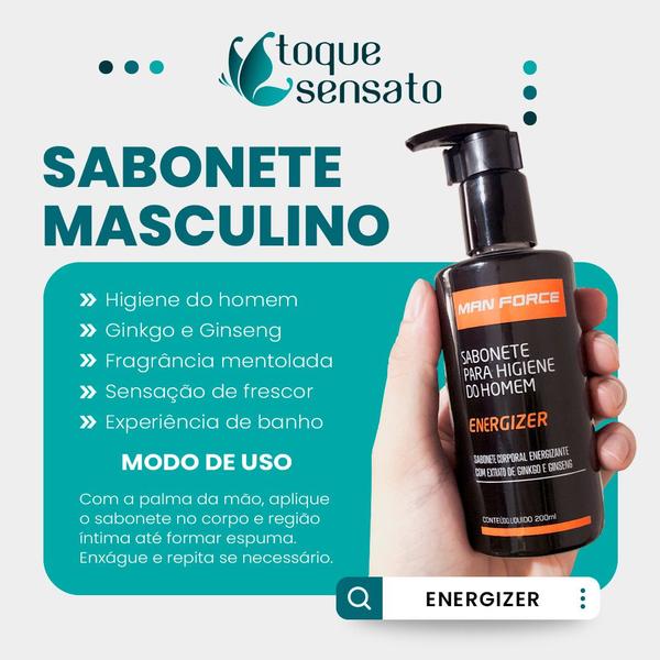 Imagem de Kit Sabonete Líquido Masculino 200ml Adão e Eva + Desodorante Íntimo Unissex Odor Free 166ml Intt