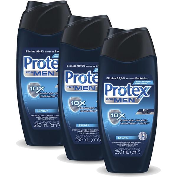 Imagem de Kit Sabonete Líquido Protex Men Sport 250ml com 3 unidades