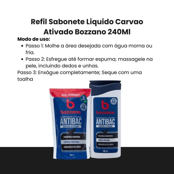 Imagem de Kit Sabonete Liquido Refil Carvao Masculino Bozzano 240Ml