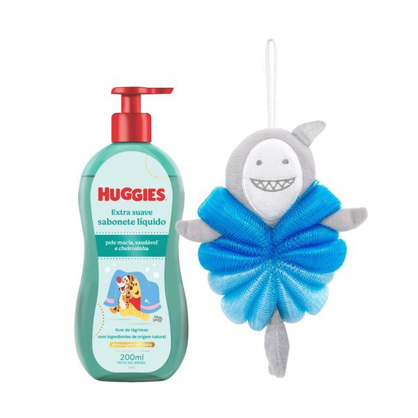 Imagem de Kit Sabonete Líquido Suave Huggies 200ml com Esponja para Banho Buba