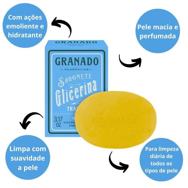 Imagem de Kit Sabonete Vegetal Glicerina Granado Tradicional 90G Com 6