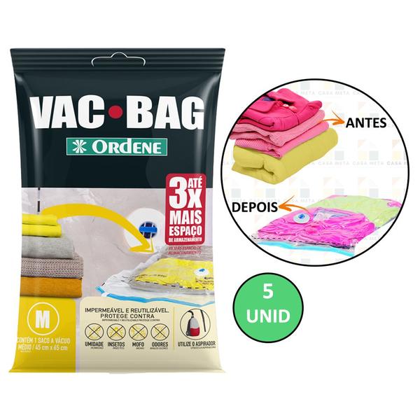 Imagem de Kit Saco A Vacuo 5 Médio 45x65cm Vac Bag Protetor Ordene