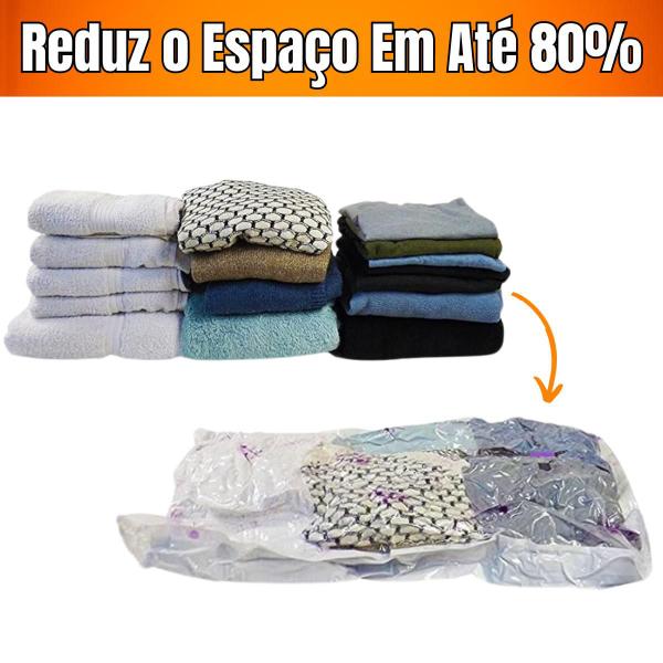 Imagem de kit SACO A VáCUO roupa cobertor edredom 80x60cm 4pçs +bomba