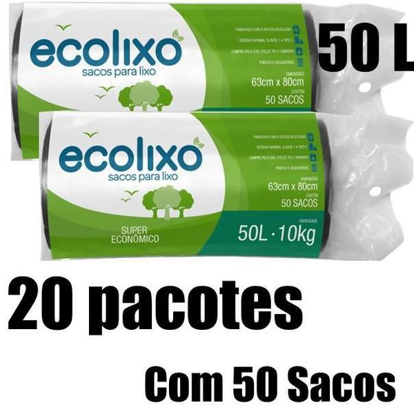 Imagem de Kit Saco De Lixo 50L Preto C/50 Super Economico (20 Pacotes)