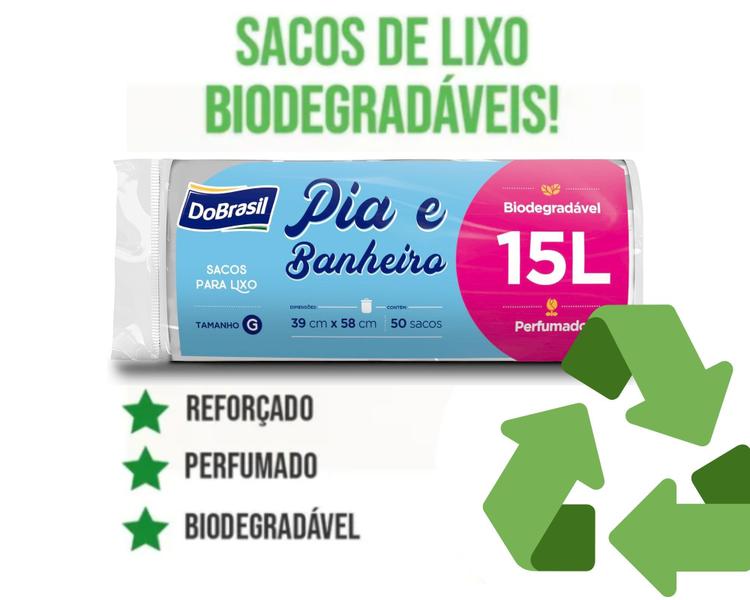 Imagem de Kit Saco de Lixo Perfumado 15 Litros 250 Un Branco Reforçado