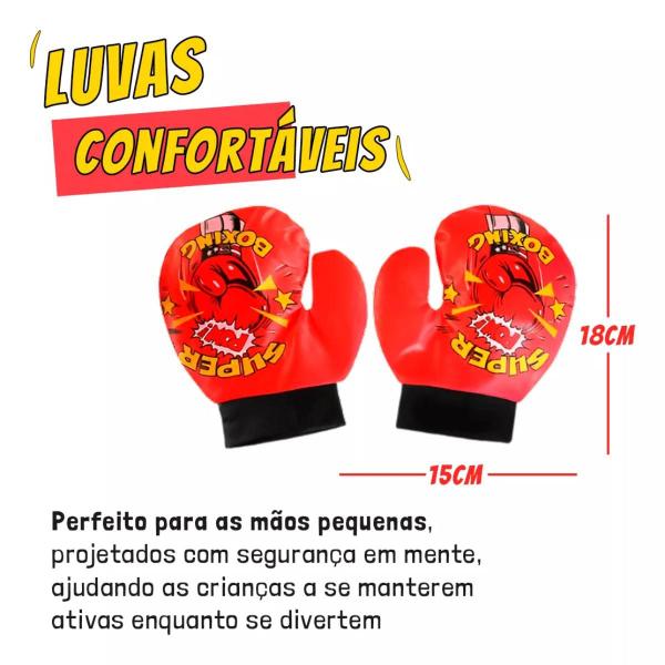 Imagem de Kit Saco de Pancada Infantil com Par de Luvas Super Boxing Junior Boxe Muay Thai Treino