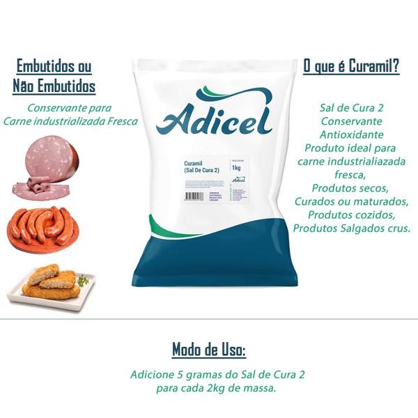 Kit Sal de Cura Sal de Cura 1 e Sal de Cura 2 Adicel - 1kg Cada - Adicel Ingredientes Imagem de Kit Sal de Cura Sal de Cura 1 e Sal de Cura 2 Adicel - 1kg Cada