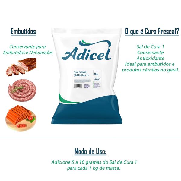 Kit Sal de Cura Sal de Cura 1 e Sal de Cura 2 Adicel - 1kg Cada - Adicel Ingredientes Imagem de Kit Sal de Cura Sal de Cura 1 e Sal de Cura 2 Adicel - 1kg Cada