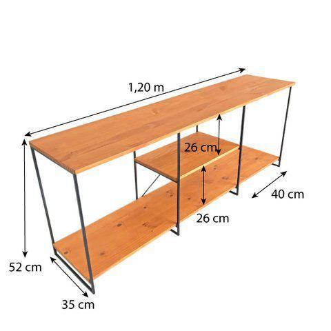 Imagem de Kit Sala de TV de Ferro e Madeira Industrial Pequeno e Duas Estantes Torre Slim Carvalho e Preto