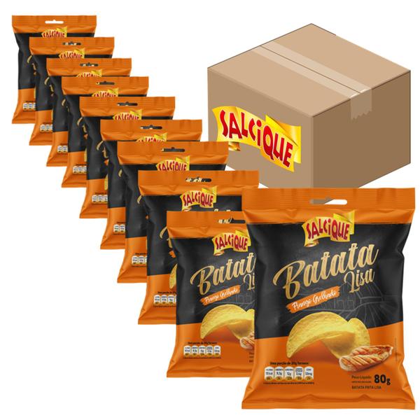 Imagem de Kit Salcique Salgadinhos Batata Lisa Frango Grelhado 80g c/10