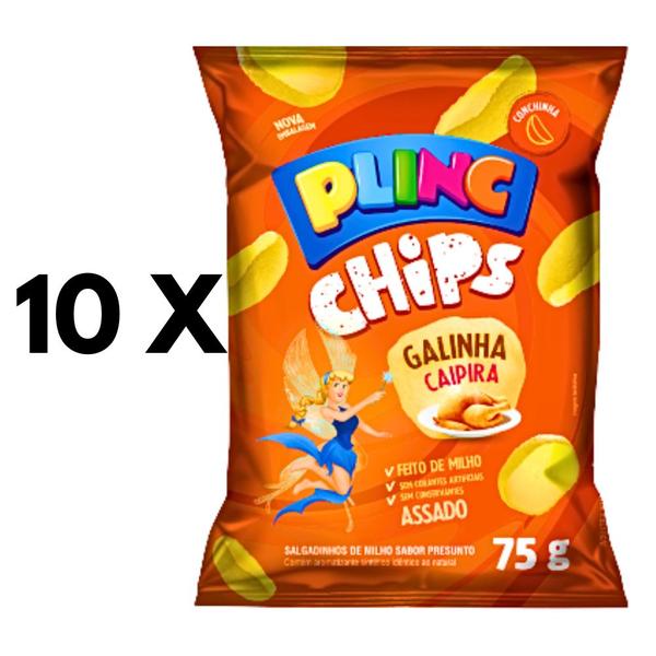 Imagem de Kit Salgadinho Chips PLINC Galinha Caipira - 10un De 75g Cada