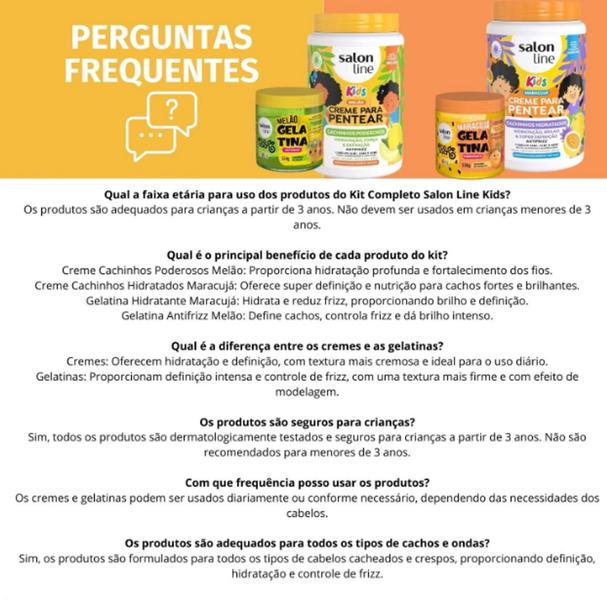 Imagem de Kit Salon Line Kids: Creme de Pentear e Gelatina Melão e Maracujá