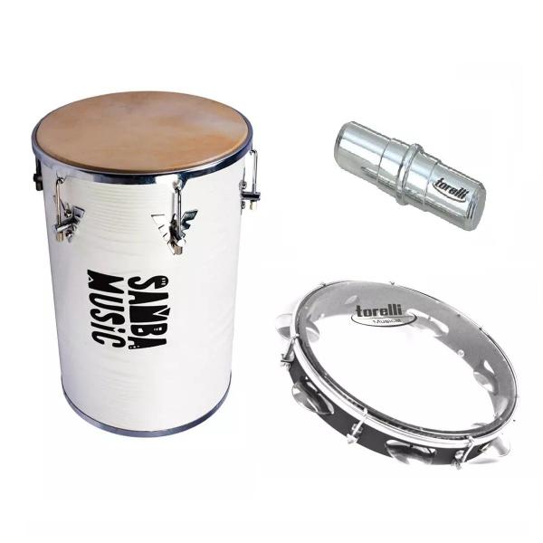 Imagem de Kit Samba Pandeiro 10'' Rebolo + Ganzá