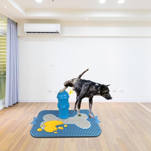 Imagem de Kit sanitário e hidrante banheiro tapete higiênico osso canino pet cachorro cão azul de plástico lavável limpa fácil