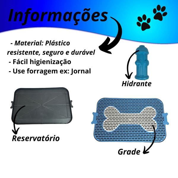 Imagem de Kit sanitário e hidrante banheiro tapete higiênico osso canino pet cachorro cão azul de plástico lavável limpa fácil