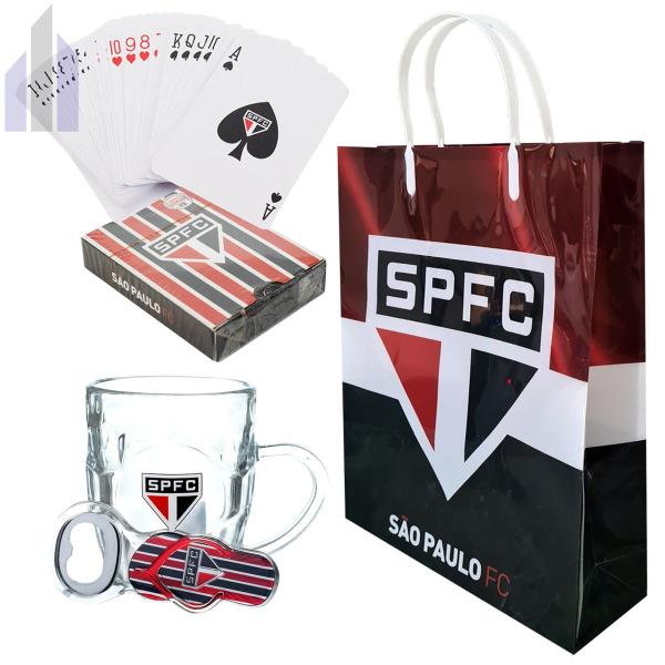 Kit São Paulo Caneca Vidro Abridor de Garrafa Baralho Sacola - Mileno Imagem de Kit São Paulo Caneca Vidro Abridor de Garrafa Baralho Sacola