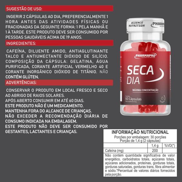 Kit Seca Dia E Seca Noite Com E Sem Cafeína Concentrado 60 cápsulas - Pharma Pro Imagem de Kit Seca Dia E Seca Noite Com E Sem Cafeína Concentrado 60 cápsulas
