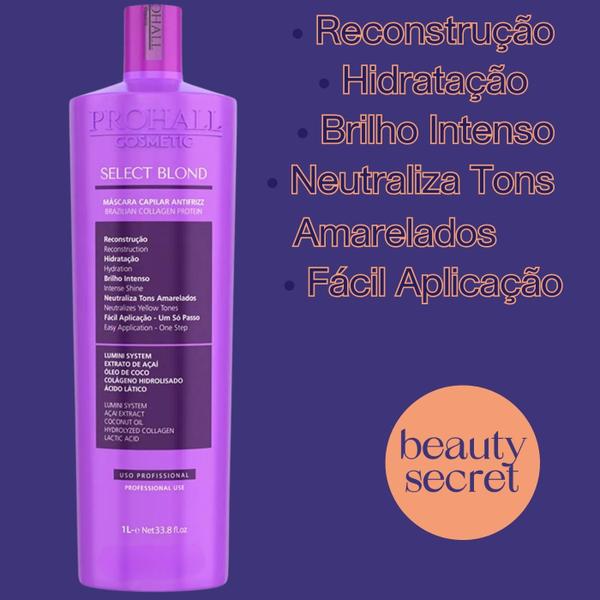 Imagem de Kit Select Blond Prohall 1L e Shampoo Limpeza Profunda 1L