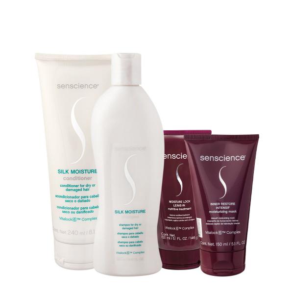 Imagem de Kit Senscience Silk Moisture Lock Intensif Home Care 150 Leave-in (4 produtos)