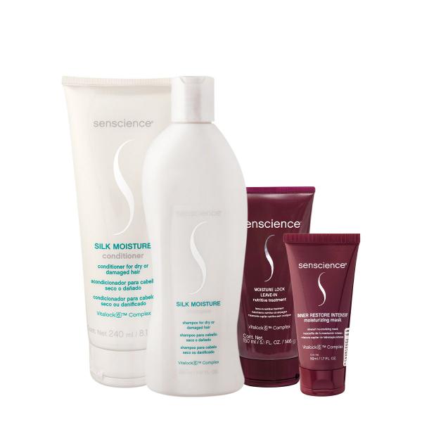 Imagem de Kit Senscience Silk Moisture Lock Intensif Home Care 50 Leave-in (4 produtos)